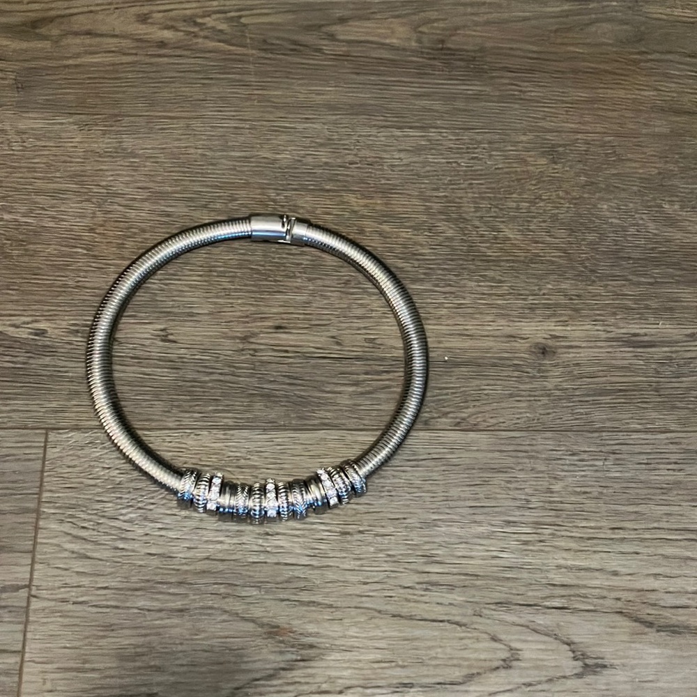 Silver Coil Necklace with Beaded Accents